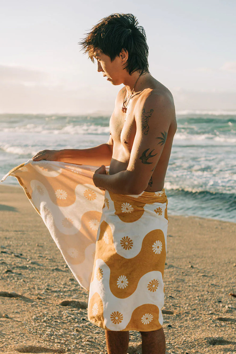 Botanical Balance Beach Towel Mustard